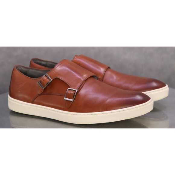 Nordstrom Shop $180 Men\'s Double Monk Strap Sneakers Shoes Sz 12 M Leather Brown main image 5
